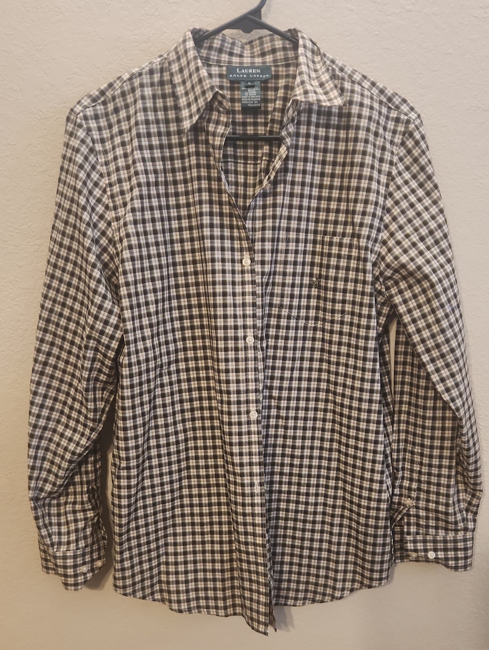 Ralph Lauren Black and White Plaid Cotton Button-Down Shirt